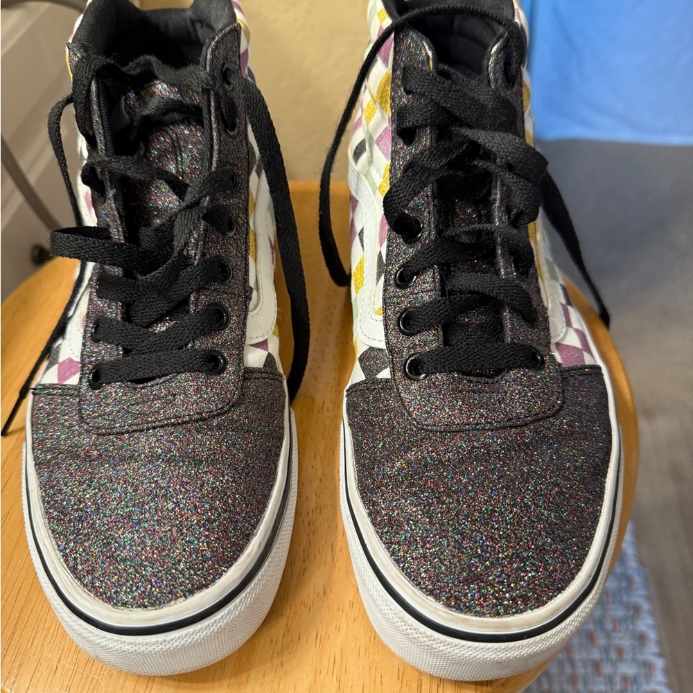 Vans Glitter Black and Checkered Sneakers